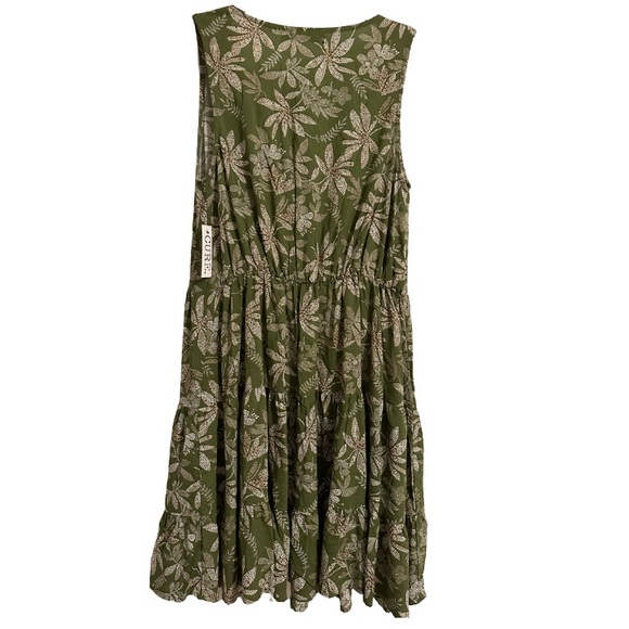 CURE Apparel Womens Leaf Print Button Sleeveless Dress - Picture 2 of 7